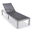LeisureMod Marlin Patio Chaise Lounge Chair With Black Aluminum Frame Black