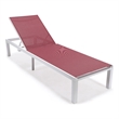 LeisureMod Marlin Patio Chaise Lounge Chair With Black Aluminum Frame Red