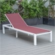 LeisureMod Marlin Patio Chaise Lounge Chair With Black Aluminum Frame Red