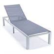 LeisureMod Marlin Patio Chaise Lounge Chair With Black Aluminum Frame Dark Gray