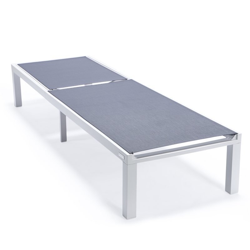 LeisureMod Marlin Patio Chaise Lounge Chair With Black Aluminum Frame Dark Gray