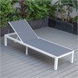 LeisureMod Marlin Patio Chaise Lounge Chair With Black Aluminum Frame Dark Gray