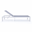LeisureMod Marlin Patio Chaise Lounge Chair With Black Aluminum Frame Dark Gray