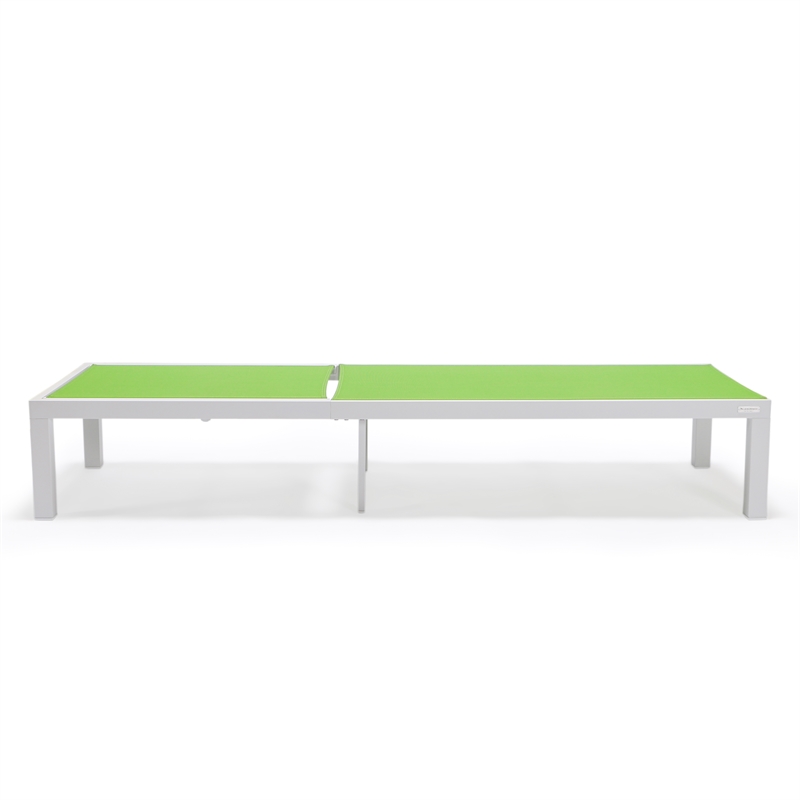 LeisureMod Marlin Patio Chaise Lounge Chair With Black Aluminum Frame Green