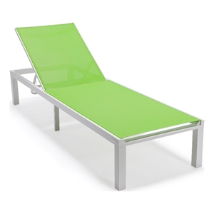LeisureMod Marlin Patio Chaise Lounge Chair With Black Aluminum Frame Green