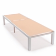 LeisureMod Marlin Patio Chaise Lounge Chair With Aluminum Frame Light Brown
