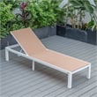 LeisureMod Marlin Patio Chaise Lounge Chair With Aluminum Frame Light Brown