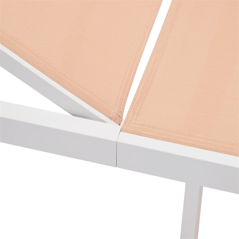 LeisureMod Marlin Patio Chaise Lounge Chair With Aluminum Frame Light Brown