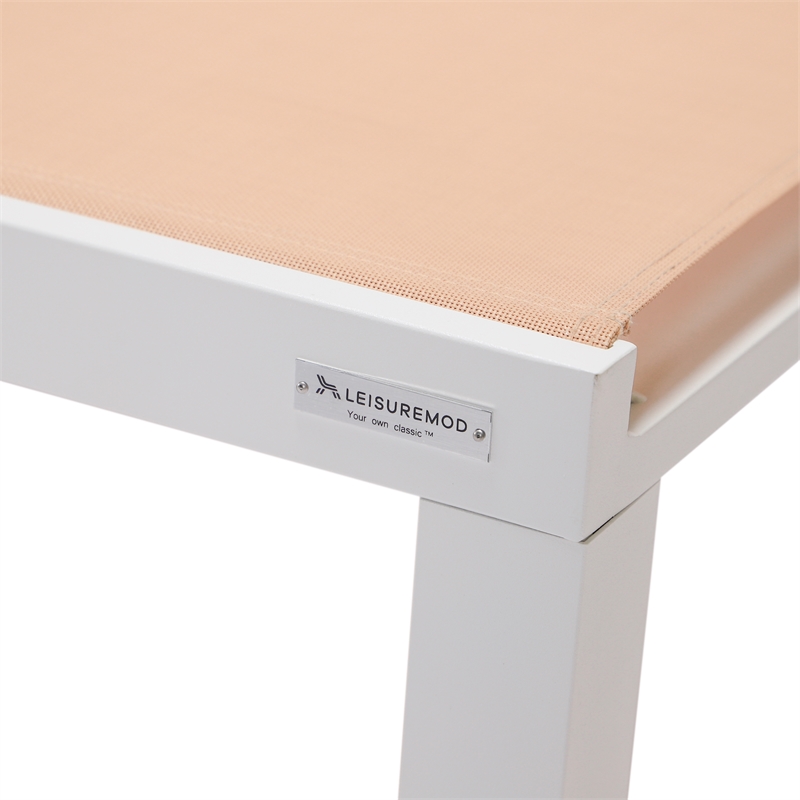 LeisureMod Marlin Patio Chaise Lounge Chair With Aluminum Frame Light Brown