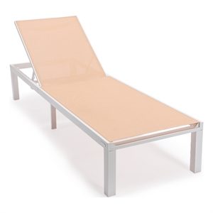 LeisureMod Marlin Patio Chaise Lounge Chair With Aluminum Frame Light Brown