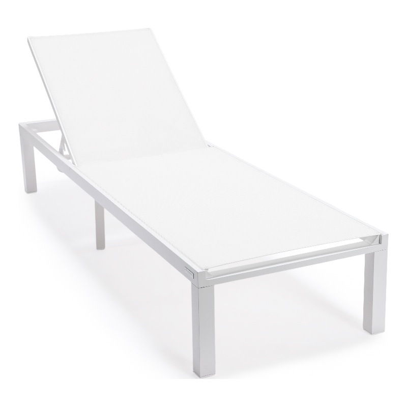 LeisureMod Marlin Patio Chaise Lounge Chair With Black Aluminum Frame ...