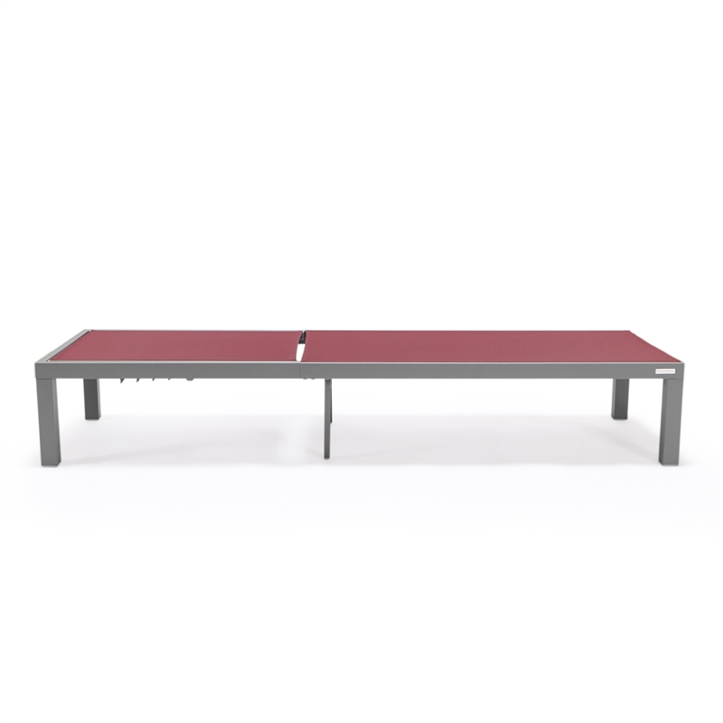 leisuremod marlin patio chaise lounge chair with black aluminum frame red