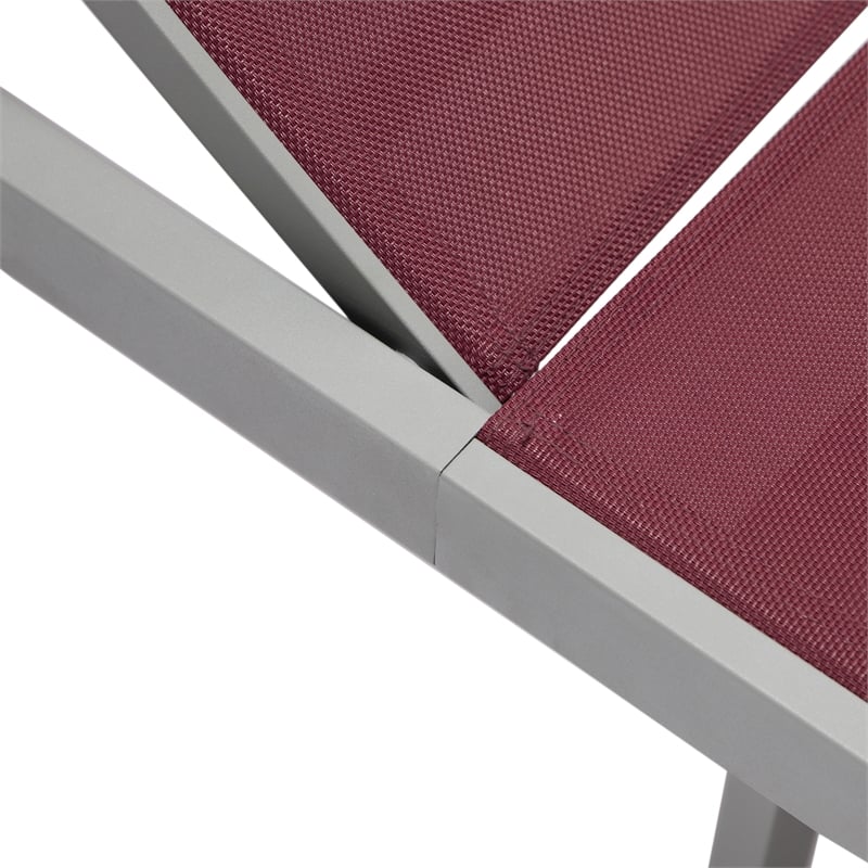 leisuremod marlin patio chaise lounge chair with black aluminum frame red
