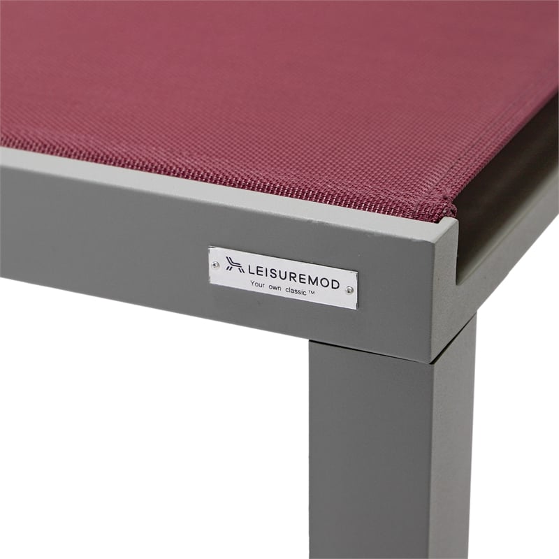 leisuremod marlin patio chaise lounge chair with black aluminum frame red