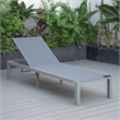LeisureMod Marlin Patio Chaise Lounge Chair With Black Aluminum Frame Dark Gray