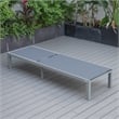 LeisureMod Marlin Patio Chaise Lounge Chair With Black Aluminum Frame Dark Gray