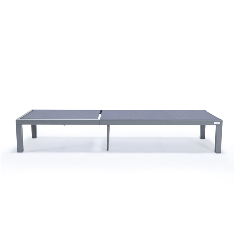 LeisureMod Marlin Patio Chaise Lounge Chair With Black Aluminum Frame Dark Gray