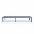 LeisureMod Marlin Patio Chaise Lounge Chair With Black Aluminum Frame Dark Gray