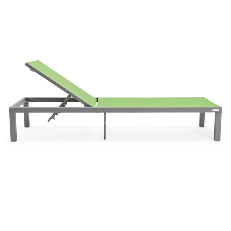 LeisureMod Marlin Patio Chaise Lounge Chair With Black Aluminum Frame ...