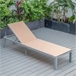 LeisureMod Marlin Patio Chaise Lounge Chair With Aluminum Frame Light Brown