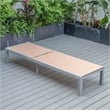 LeisureMod Marlin Patio Chaise Lounge Chair With Aluminum Frame Light Brown