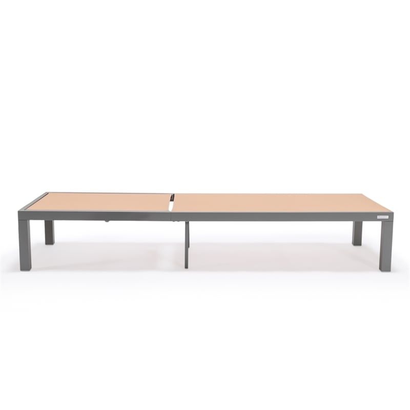 LeisureMod Marlin Patio Chaise Lounge Chair With Aluminum Frame Light Brown