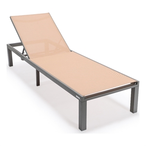 LeisureMod Marlin Patio Chaise Lounge Chair With Aluminum Frame Light Brown