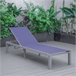 LeisureMod Marlin Patio Chaise Lounge Chair With Black Aluminum Frame Navy Blue