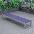 LeisureMod Marlin Patio Chaise Lounge Chair With Black Aluminum Frame Navy Blue