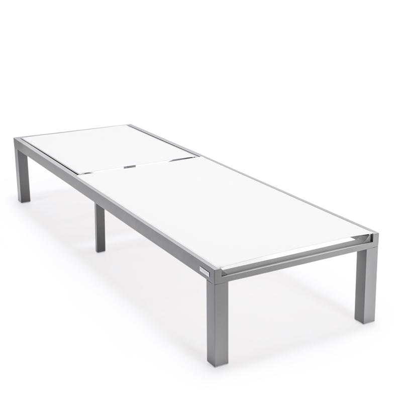 LeisureMod Marlin Patio Chaise Lounge Chair With Black Aluminum Frame White