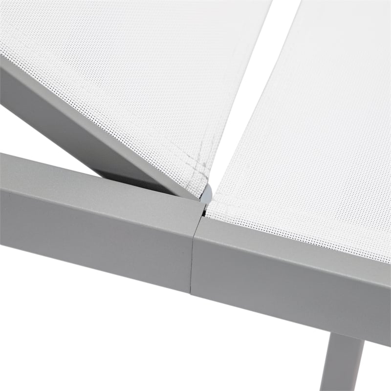 LeisureMod Marlin Patio Chaise Lounge Chair With Black Aluminum Frame White