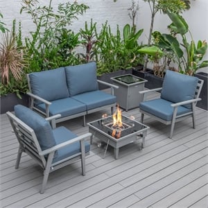 leisuremod walbrooke gray aluminum patio conversation set