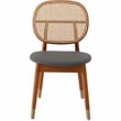 LeisureMod Holbeck Wicker Dining Chair with Wood Legs Set of 2 Gray