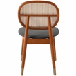 LeisureMod Holbeck Wicker Dining Chair with Wood Legs Set of 2 Gray