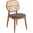 LeisureMod Holbeck Wicker Dining Chair with Wood Legs Set of 4 Gray