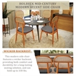 LeisureMod Holbeck Wicker Dining Chair with Wood Legs Set of 4 Gray
