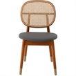 LeisureMod Holbeck Wicker Dining Chair with Wood Legs Set of 4 Gray