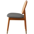 LeisureMod Holbeck Wicker Dining Chair with Wood Legs Set of 4 Gray