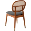 LeisureMod Holbeck Wicker Dining Chair with Wood Legs Set of 4 Gray