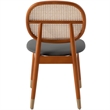 LeisureMod Holbeck Wicker Dining Chair with Wood Legs Set of 4 Gray