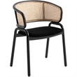 LeisureMod Ervilla Modern Dining Chair with Velvet Seat Set of 2 Black
