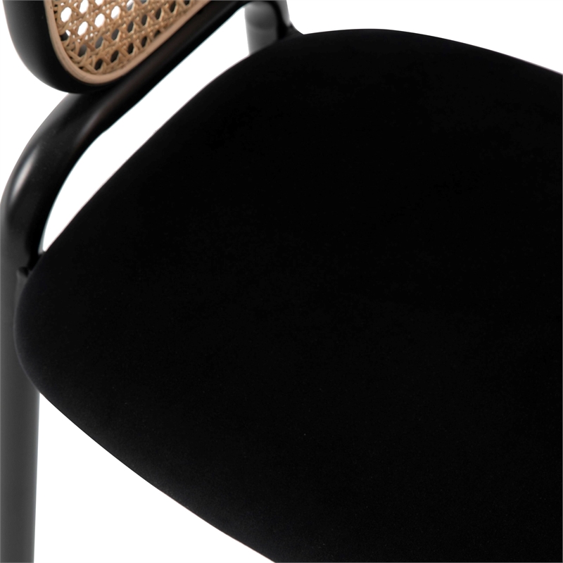 LeisureMod Ervilla Modern Dining Chair with Velvet Seat Set of 2 Black