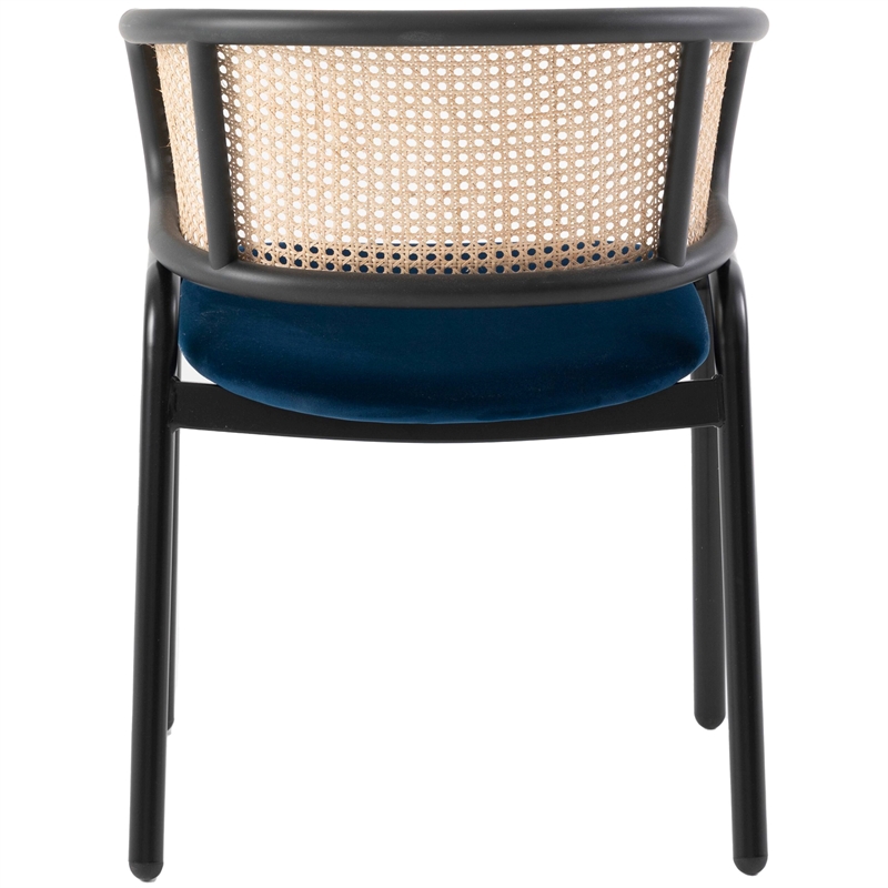 LeisureMod Ervilla Modern Dining Chair with Velvet Seat Set of 2 Navy Blue