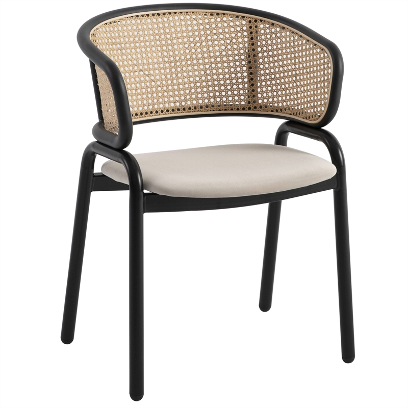 LeisureMod Ervilla Modern Dining Chair with Velvet Seat Set of 4 Beige