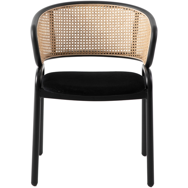 LeisureMod Ervilla Modern Dining Chair with Velvet Seat Set of 4 Black