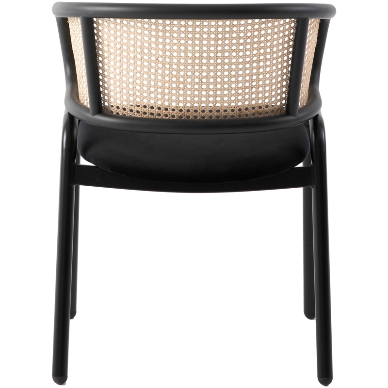 LeisureMod Ervilla Modern Dining Chair with Velvet Seat Set of 4 Black