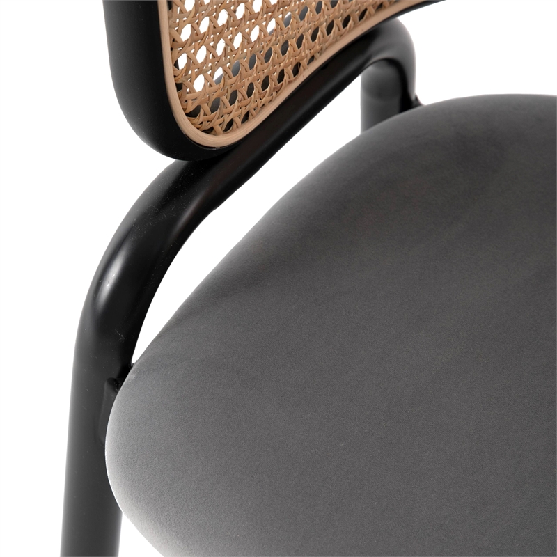 LeisureMod Ervilla Modern Dining Chair with Velvet Seat Set of 4 Gray