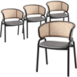 LeisureMod Ervilla Modern Dining Chair with Velvet Seat Set of 4 Gray
