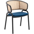 LeisureMod Ervilla Modern Dining Chair with Velvet Seat Set of 4 Navy Blue