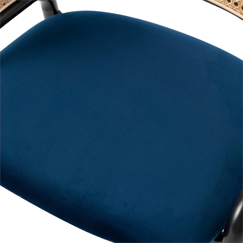 LeisureMod Ervilla Modern Dining Chair with Velvet Seat Set of 4 Navy Blue